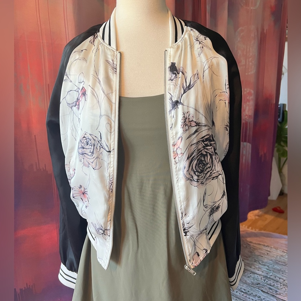 Full tilt floral silky bomber jacket